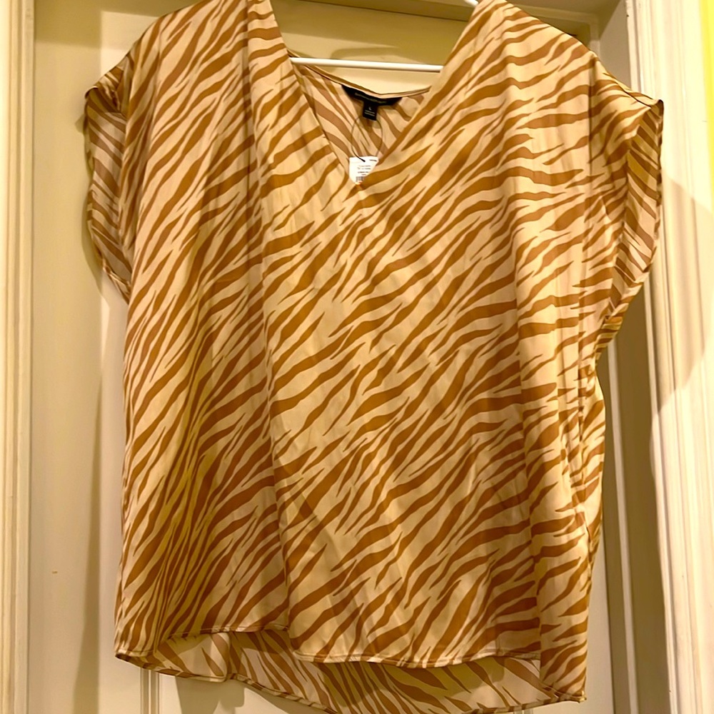 Banana Republic Zebra Print Blouse in Tan and Cream